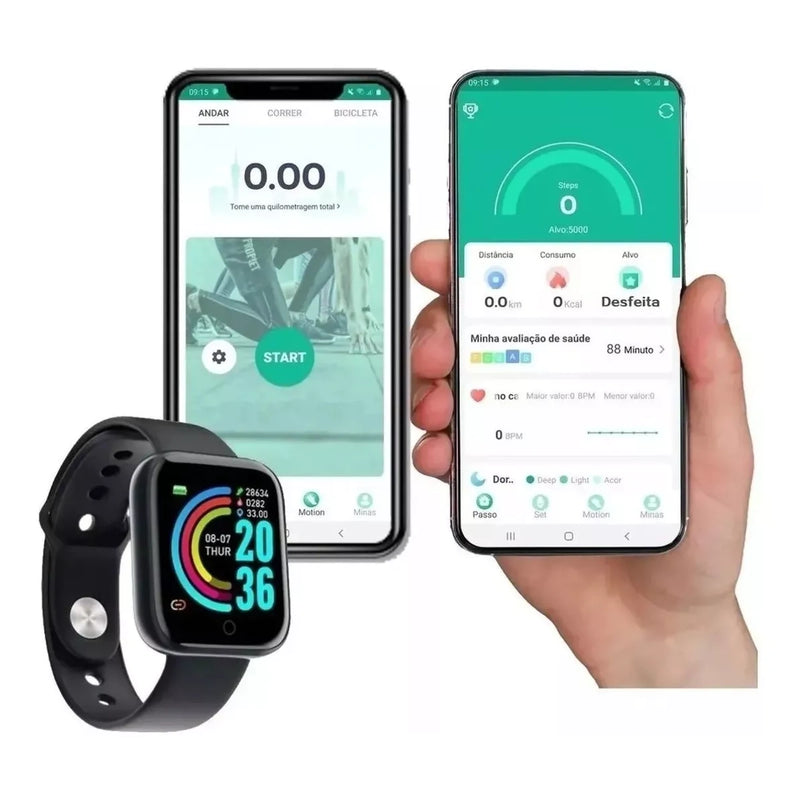 Relógio Smartwatch Android e IOS Inteligente Bluetooth Preto
